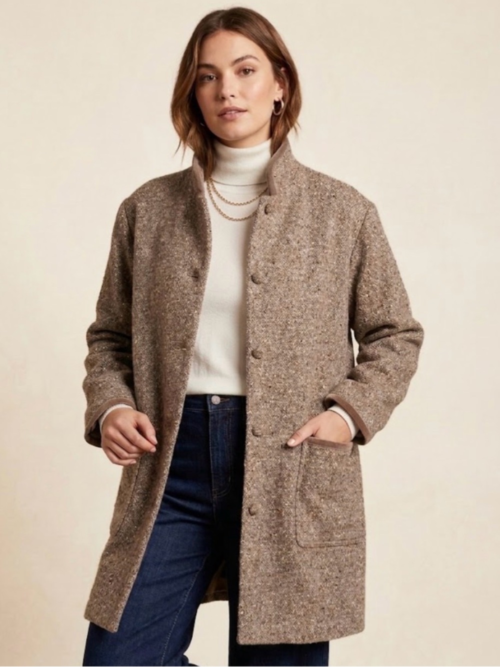 Vintage Irish Tweed Button-Front Coat